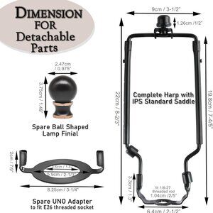 7 8 9 10 Inch Lamp Shade Harp Holder,Adjustable Lamp Harp Kit,Fit Both Standard